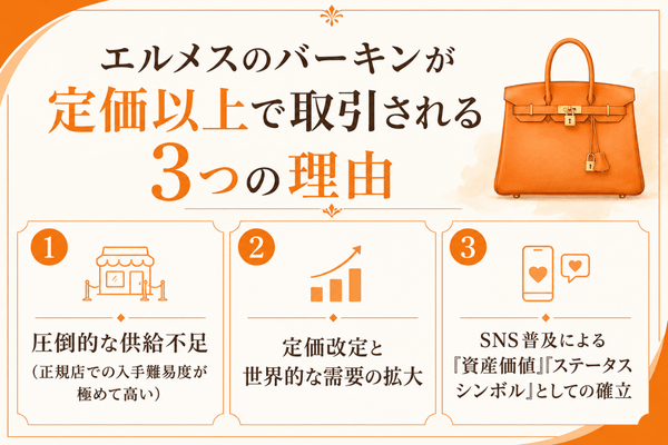 エルメスのバーキンが定価以上で取引される3つの理由