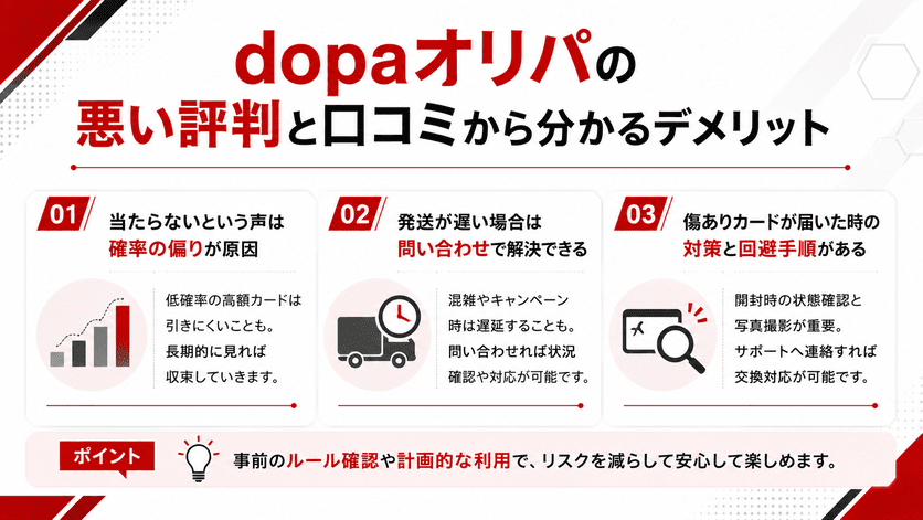 dopaオリパの悪い評判と口コミから分かるデメリット