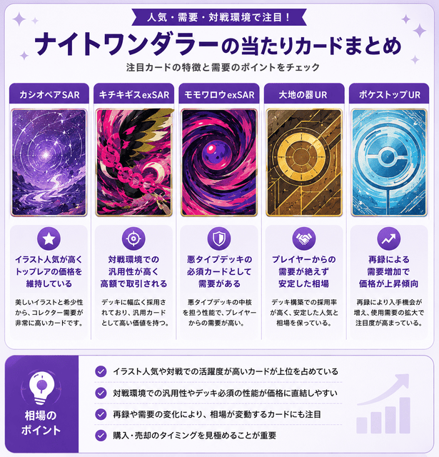 ナイトワンダラーのレアリティ別当たりカード一覧と販売価格