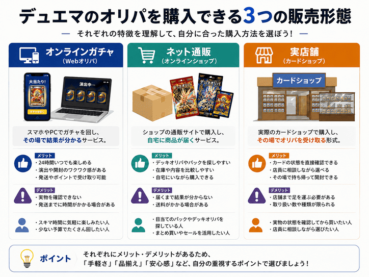 デュエマのオリパを購入できる3つの販売形態