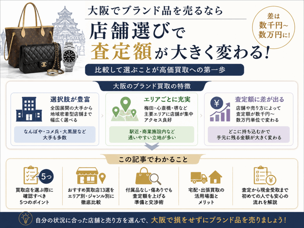 大阪でブランド品を売るなら店舗選びで査定額が大きく変わることを示す画像