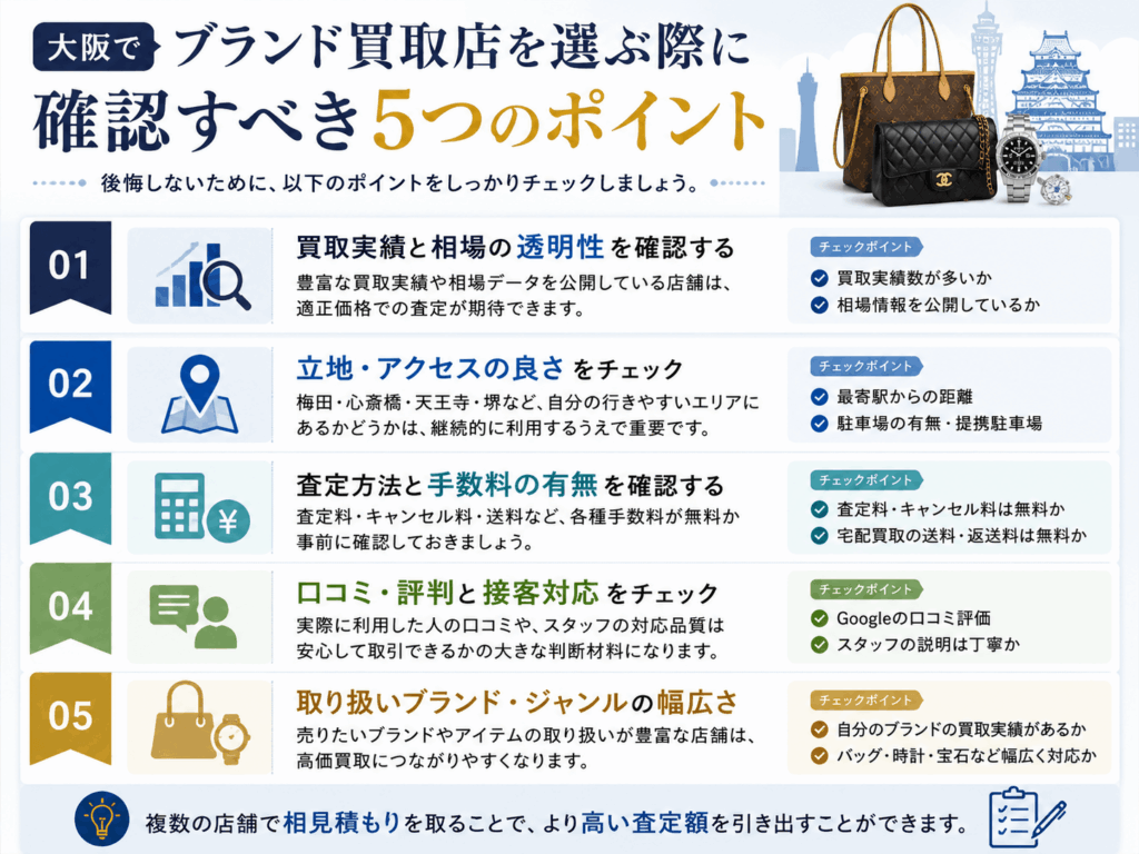大阪でブランド買取店を選ぶ際に確認すべき5つのポイント画像